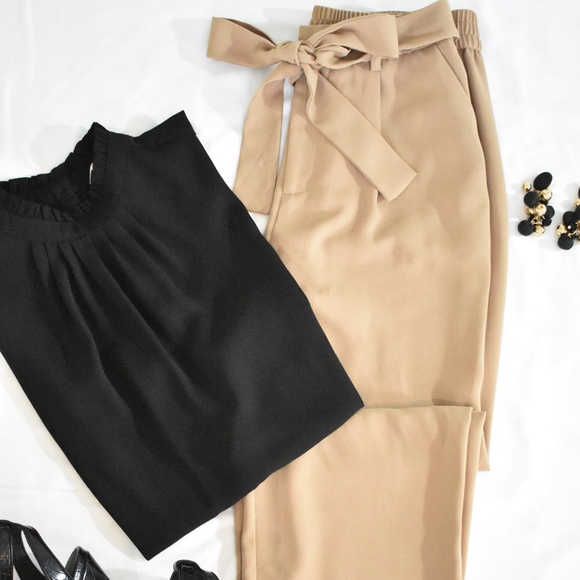 Forever 21 Pants - Women's Front Tie Tapered Paper Bag Pant